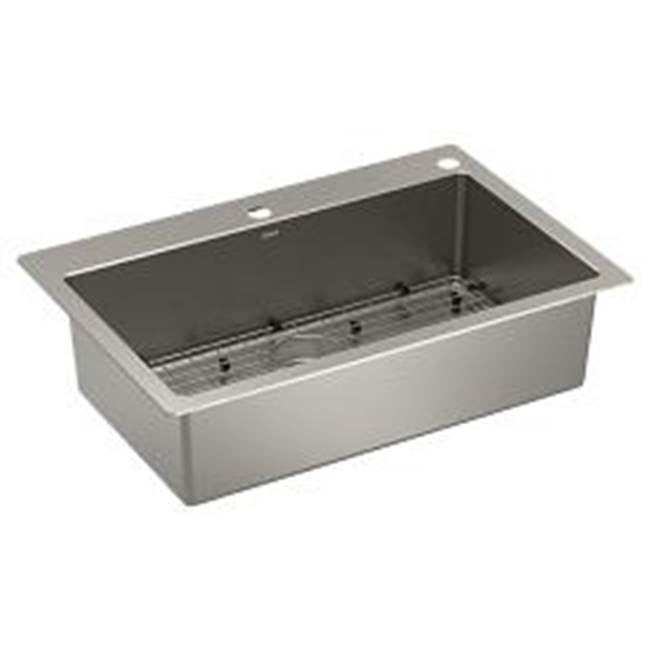Moen - 33''x22'' Single Bowl Dualmount Sink - Stainless