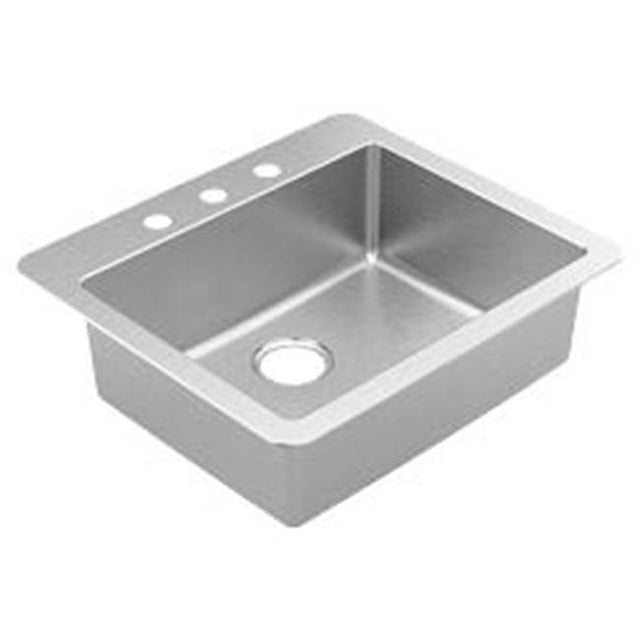 Moen - 25''x22'' stainless steel 18 gauge single bowl drop in sink - Stainless