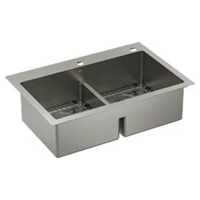 Moen - 33''x22'' Double Bowl Low Divide Dualmount Sink - Stainless