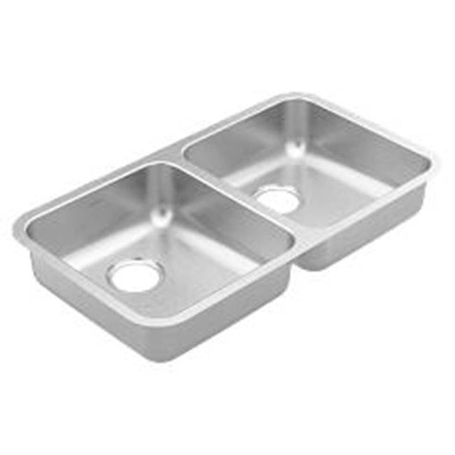 Moen - 32''x18'' stainless steel 20 gauge double bowl sink - Stainless