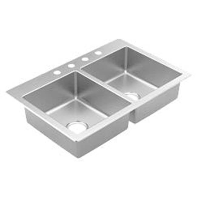 Moen - 33''x22'' stainless steel 20 gauge double bowl drop in sink - Stainless