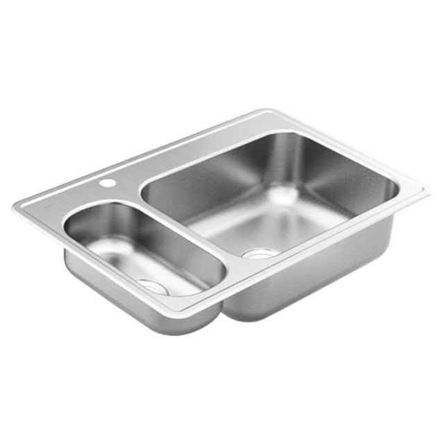 Moen - 33''x22'' stainless steel 20 gauge double bowl drop in sink