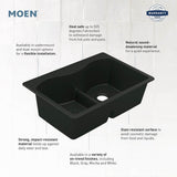 33-Inch Wide x 9.5-Inch Deep Dual Mount Granite Single Bowl Kitchen Sink, Black