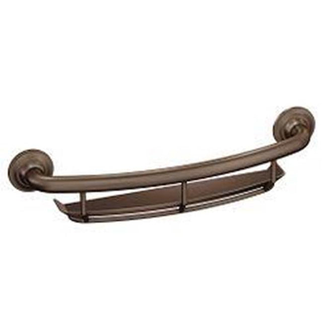 Moen - Old World Bronze 16'' Grab Bar With Corner Shelf Grab Bar With Accessories - Old World Bronze