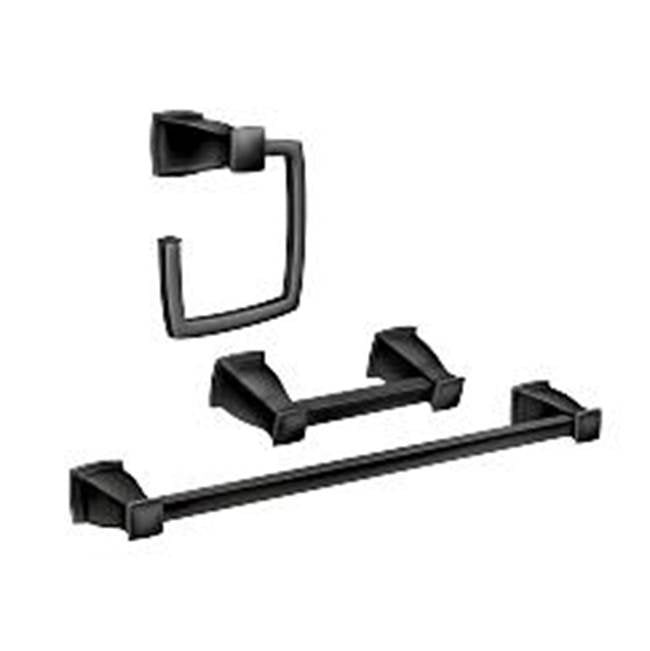 Moen - Matte Black Pivoting Paper Holder Towel Bar Towel Ring - Matte Black