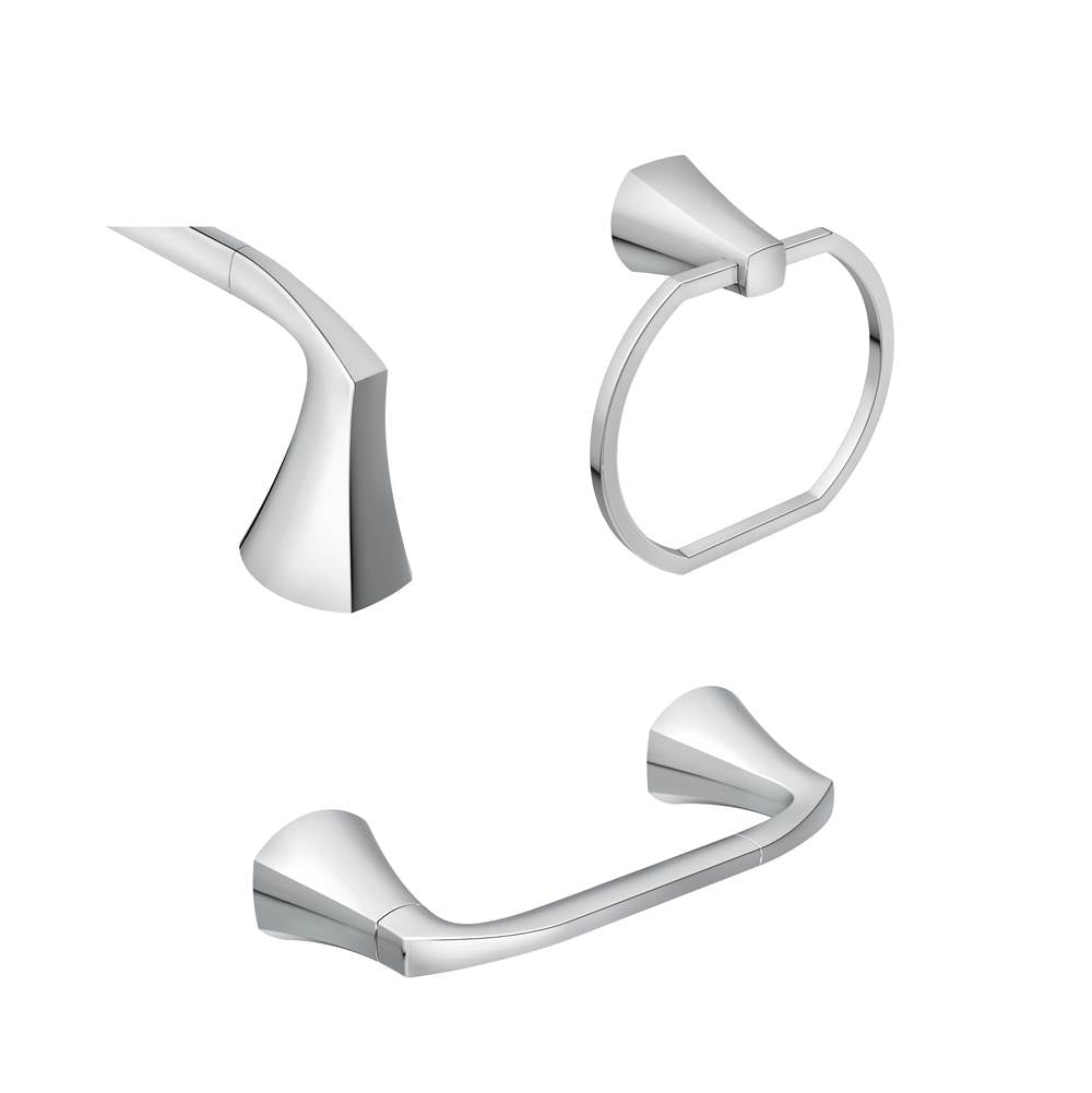 Moen - Chrome Pivoting Paper Holder Towel Bar Towel Ring - Chrome