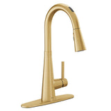Moen - Sleek Smart Faucet Touchless Pull Down Sprayer Kitchen Faucet with Voice Control and Power Boost, Brushed Gold - Brushed Gold