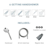Engage Magnetix 4-Inch Six-Function Handheld Showerhead with Magnetic Docking System, Chrome