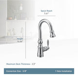 Weymouth Shepherd''s Hook Pulldown Kitchen Bar Faucet Featuring Metal Wand with Power Clean, Chrome