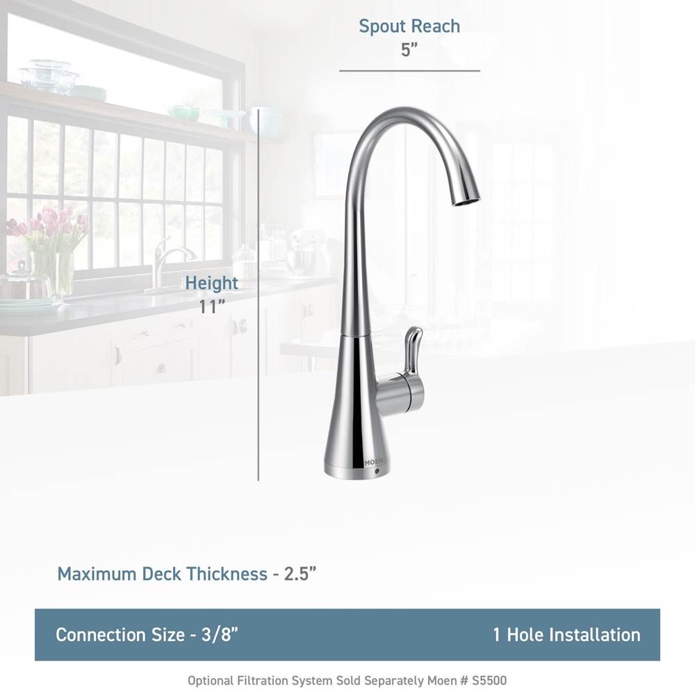 Sip Transitional Cold Water Kitchen Beverage Faucet with Optional Filtration System, Chrome