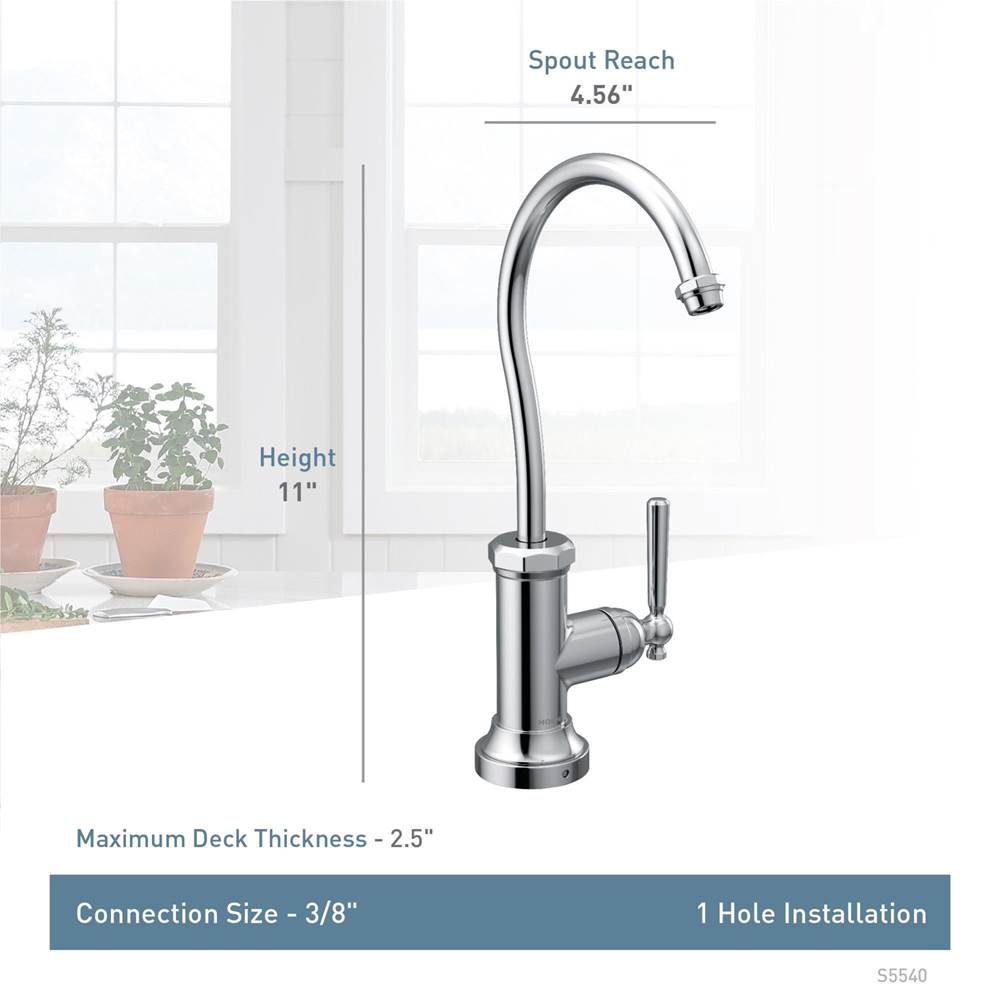 Paterson Sip Industrial Cold Water Kitchen Beverage Faucet with Optional Filtration System, Chrome