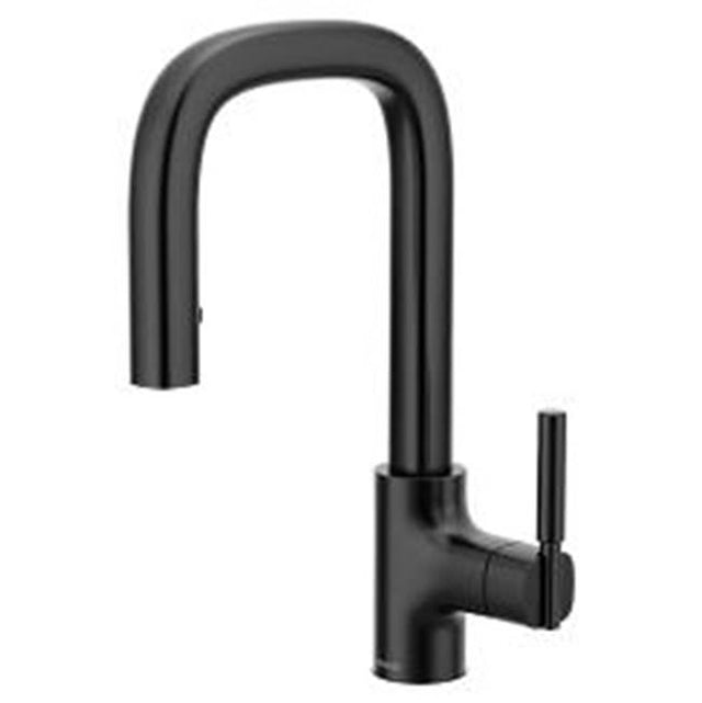 Moen - Matte Black One-Handle Pulldown Bar Faucet - Matte Black