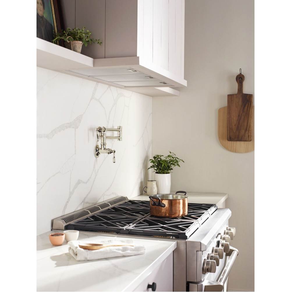 Traditional Wall Mount Swing Arm Folding Pot Filler Kitchen Faucet, Chrome