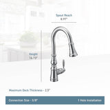 Weymouth Shepherd''s Hook Pulldown Kitchen Faucet Featuring Metal Wand with Power Boost, Chrome