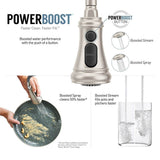 Weymouth One Handle Pre-Rinse Spring Pulldown Kitchen Faucet with Power Boost, Chrome