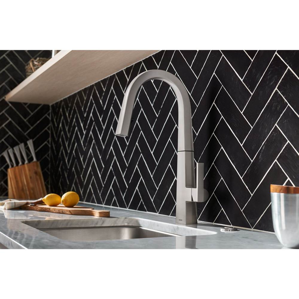 Moen S Nio One-Handle Pull-down Kitchen Faucet with Power Clean, Includes Secondary Finish Handle Option, Chrome