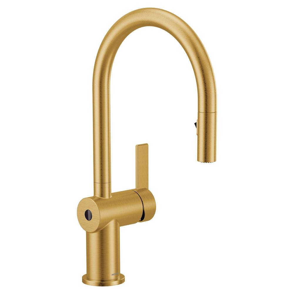 Moen - Cia Touchless 1-Handle Pull-Down Sprayer Kitchen Faucet with MotionSense Wave and Power Clean in Brushed Gold - Brushed Gold