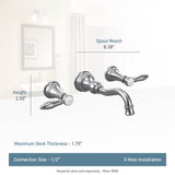 Moen Ts42106Bn Weymouth Two-Handle High Arc Wall Mount Bathroom Faucet, Brushed Nickel