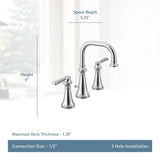 Colinet Traditional Two-Handle Widespread High-Arc Bathroom Faucet with Lever Handles, Valve Required, in Chrome