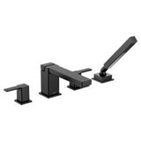 Moen - Matte black two-handle roman tub faucet includes hand shower - Matte Black