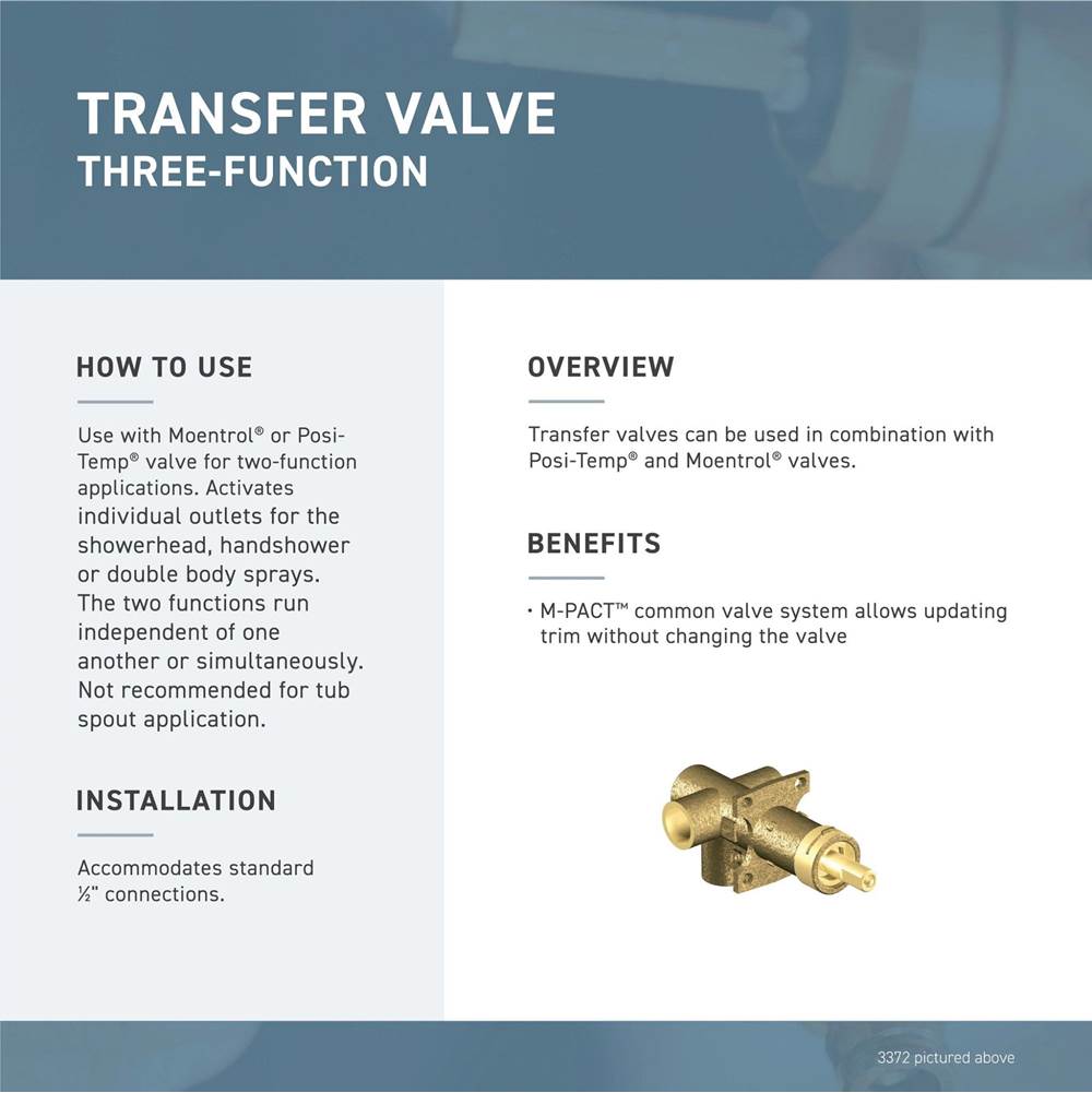 Kingsley 2 or 3-Function Diverter Transfer Trim Kit, Valve Required, Chrome