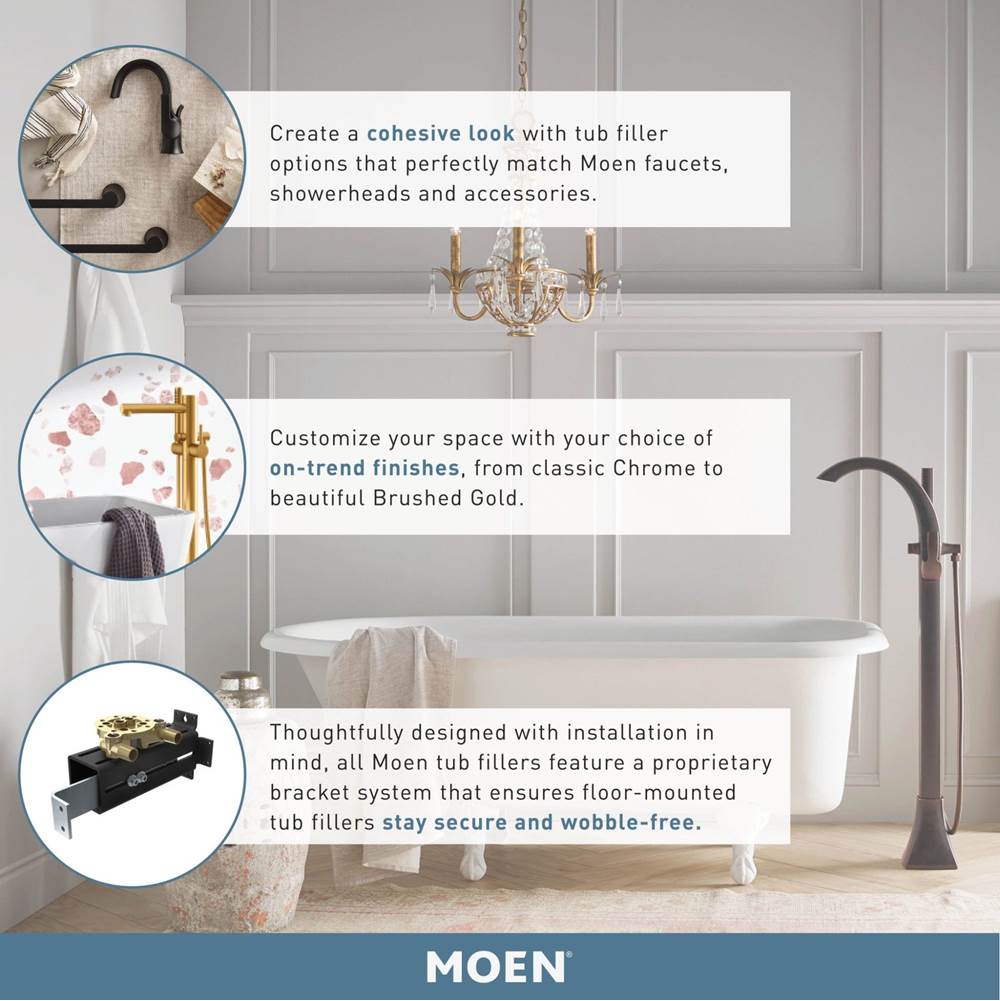 Weymouth Two Handle Tub Filler with Lever-Handles and Handshower, Chrome