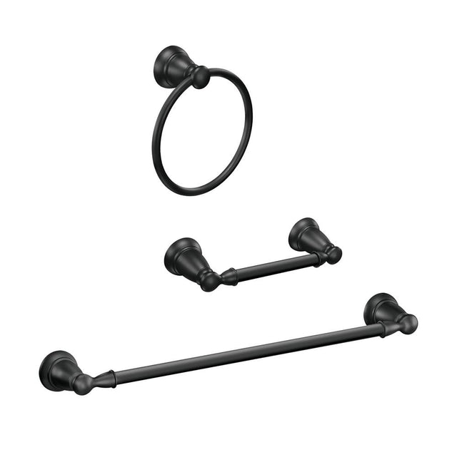 Moen - Matte Black Pivoting Paper Holder Towel Bar Towel Ring - Matte Black