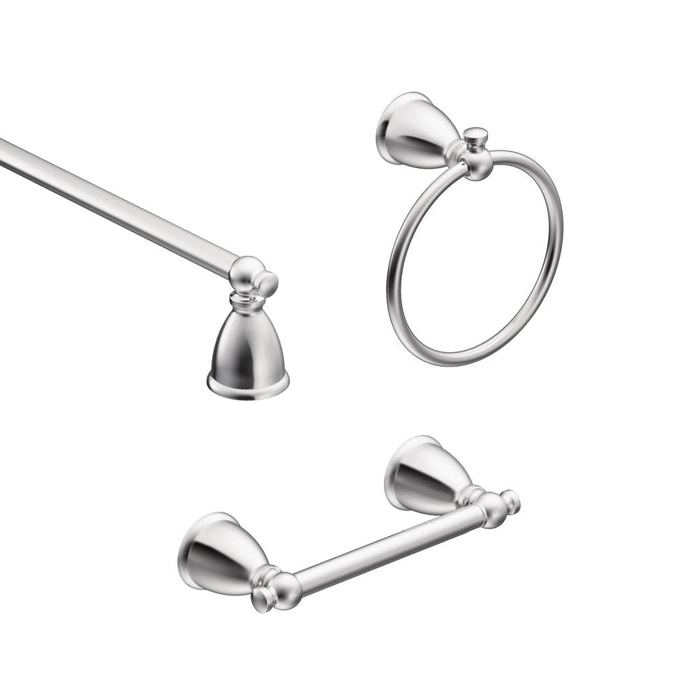 Moen - Chrome Pivoting Paper Holder Towel Bar Towel Ring - Chrome