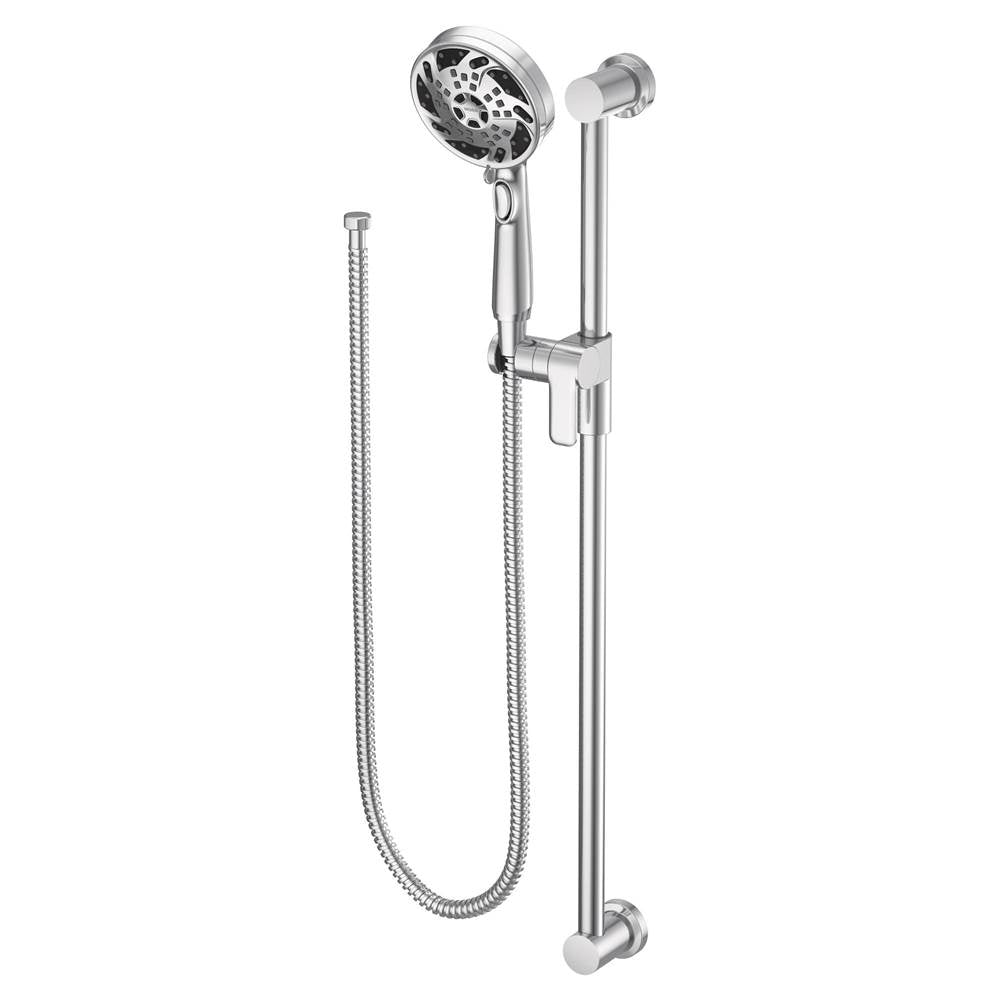 Moen - 5-Function Massaging Handshower with Toggle Pause, Includes 30-Inch Slide Bar and 69-Inch Hose, Chrome - Chrome