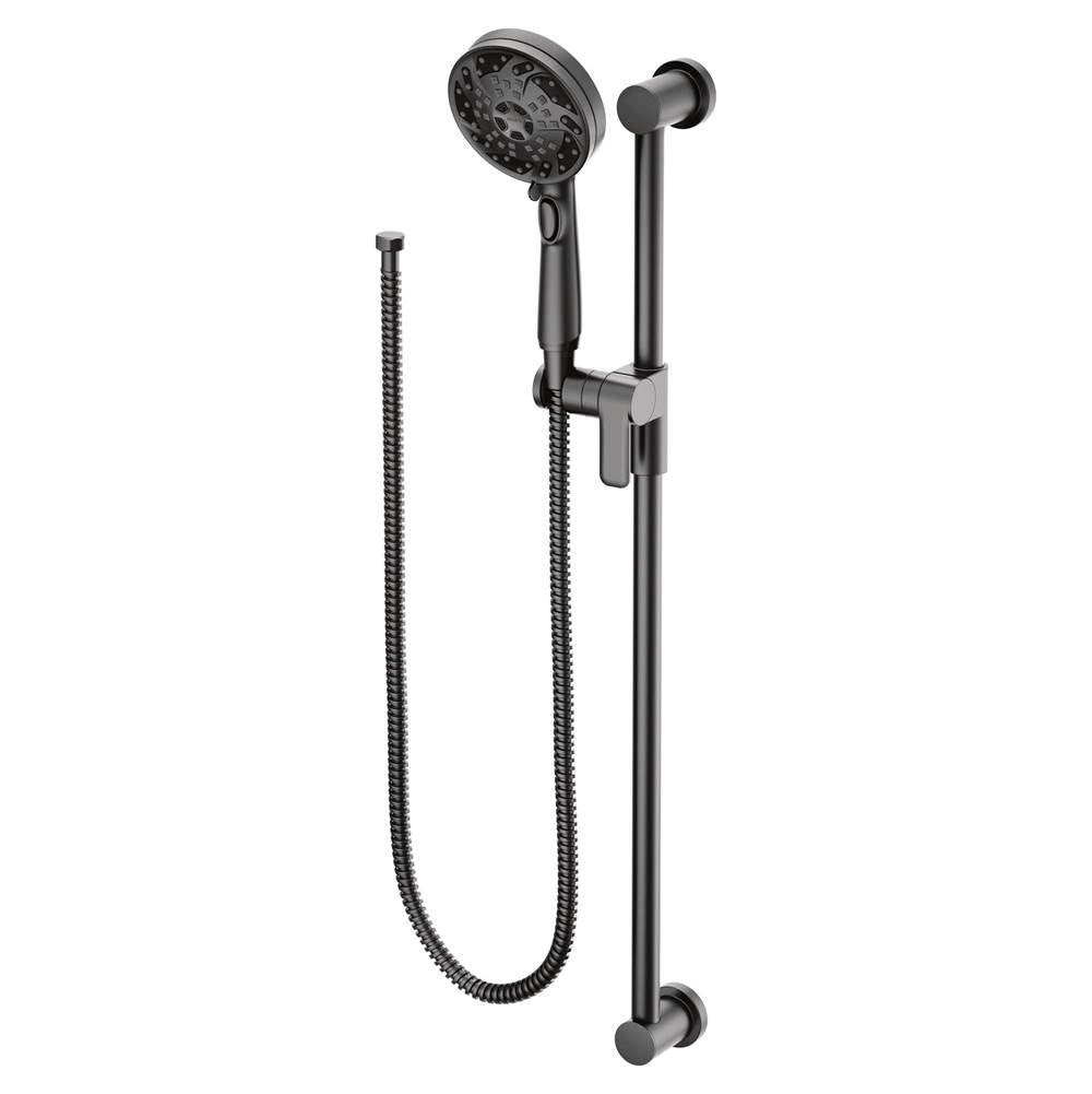 Moen - 5-Function Massaging Handshower with Toggle Pause, Includes 30-Inch Slide Bar and 69-Inch Hose, Matte Black - Matte Black