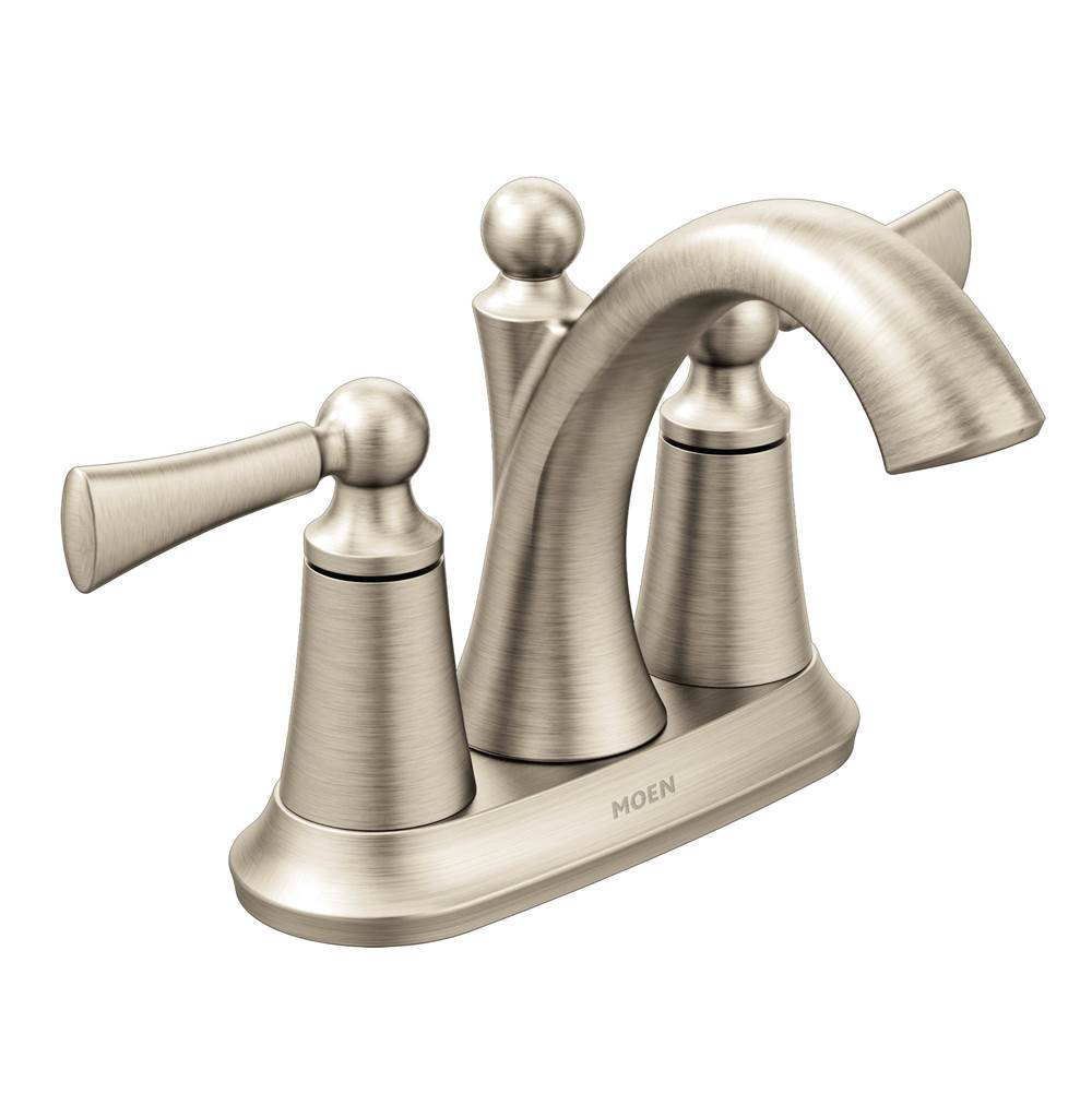 Moen - Wynford Two-Handle Centerset High Arc Bathroom Faucet, Brushed Nickel - Brushed Nickel