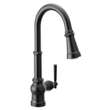 Moen - Paterson One-Handle Pull-down Kitchen Faucet with Power Boost, Includes Interchangeable Handle, Matte Black - Matte Black