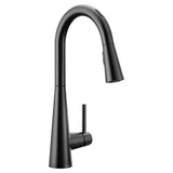 Moen - Sleek Smart Faucet Touchless Pull Down Sprayer Kitchen Faucet with Voice Control and Power Boost, Matte Black - Matte Black