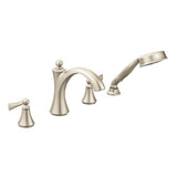 Moen - Wynford 2-Handle Deck-Mount Roman Tub Faucet with Handshower in Brushed Nickel (Valve Sold Separately) - Brushed Nickel
