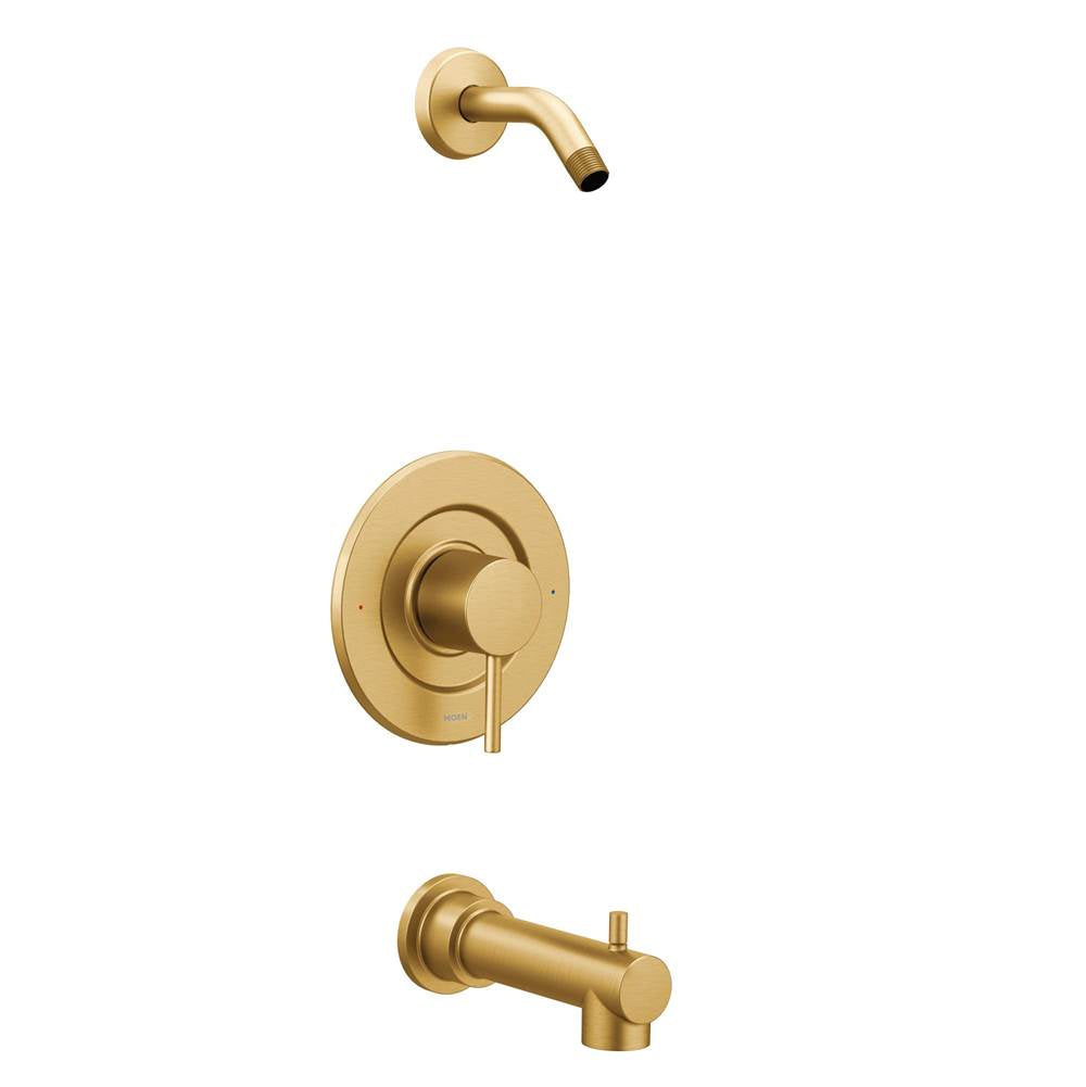 Moen - Align Brushed Gold Posi-Temp Pressure Balancing Modern Tub and Shower Trim Kit without Showerhead Valve Required - Brushed Gold