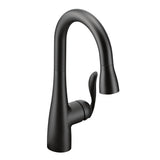 Moen - Arbor One Handle High Arc Pulldown Bar Faucet with Reflex, Matte Black - Matte Black