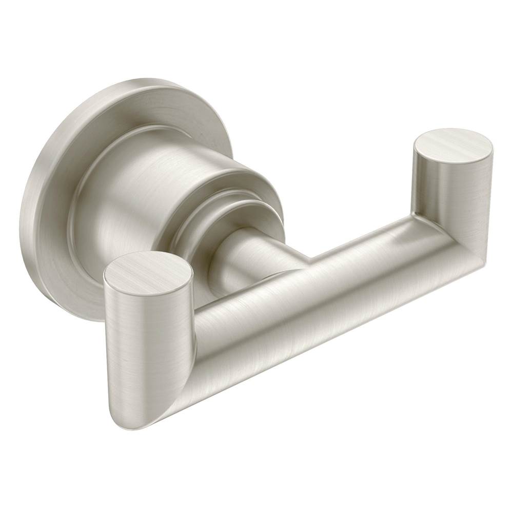 Moen - Arris Modern Double Robe Hook, Brushed Nickel - Brushed Nickel