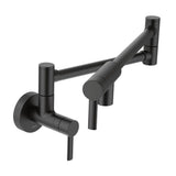 Moen - Modern Wall Mount Swing Arm Folding Pot Filler Kitchen Faucet, Matte Black - Matte Black