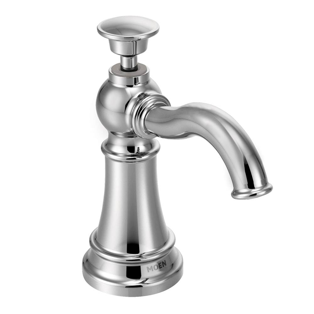 Moen - Traditional Deck Mounted Kitchen Soap Dispenser with Above the Sink Refillable Bottle, Chrome - Chrome