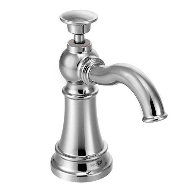 Moen - Traditional Deck Mounted Kitchen Soap Dispenser with Above the Sink Refillable Bottle, Chrome - Chrome