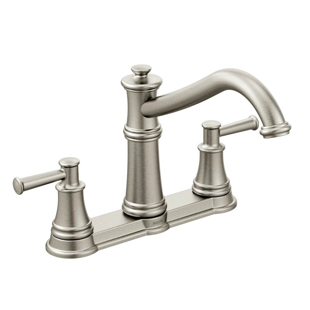Moen - Belfield Traditional Two Handle High Arc Kitchen Faucet, Spot Resist Stainless - Spot Resist Stainless
