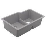 Moen - 33-Inch Wide x 9.5-Inch Deep Low-Divide Undermount Granite Double Bowl Kitchen Sink, Gray - Gray