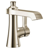 Moen - Flara One-Handle Single Hole Bathroom Faucet with Drain Assembly, Polished Nickel - Polished Nickel