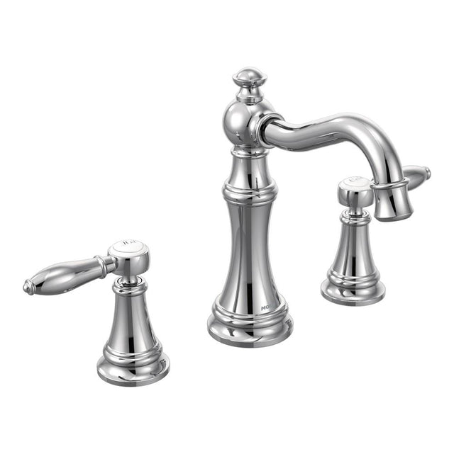 Moen - Weymouth 8 in. Widespread 2-Handle High-Arc Bathroom Faucet Trim Kit in Chrome (Valve Sold Separately) - Chrome