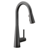 Moen - Sleek One-Handle High Arc Pulldown Kitchen Faucet Featuring Power Boost, Matte Black - Matte Black
