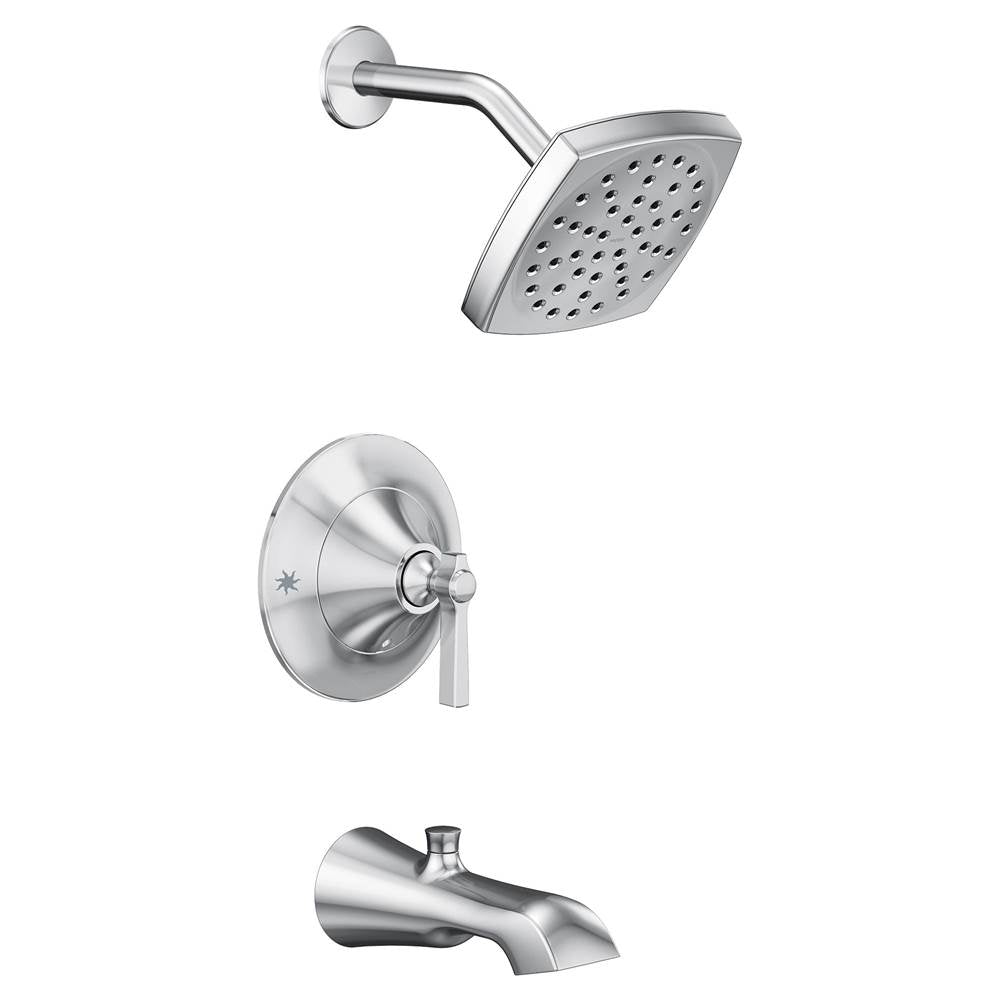 Moen - Flara Posi-Temp Eco-Performance 1-Handle Tub and Shower Faucet Trim Kit in Chrome (Valve Sold Separately) - Chrome