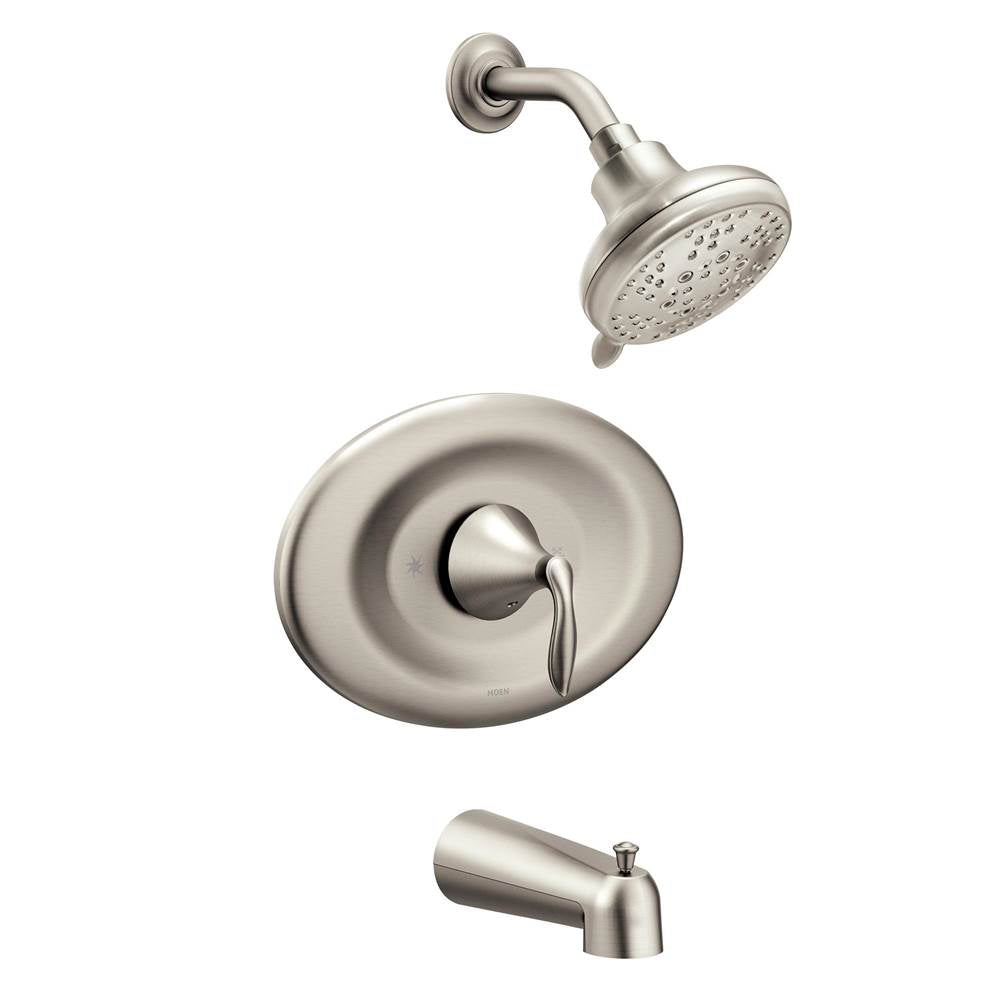 Moen - Eva Posi-Temp Eco-Performance Tub and Shower Trim Kit, Valve Required, Brushed Nickel - Brushed Nickel
