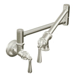 Moen - Traditional Wall Mount Swing Arm Folding Pot Filler Kitchen Faucet, Spot Resist Stainless - Spot Resist Stainless
