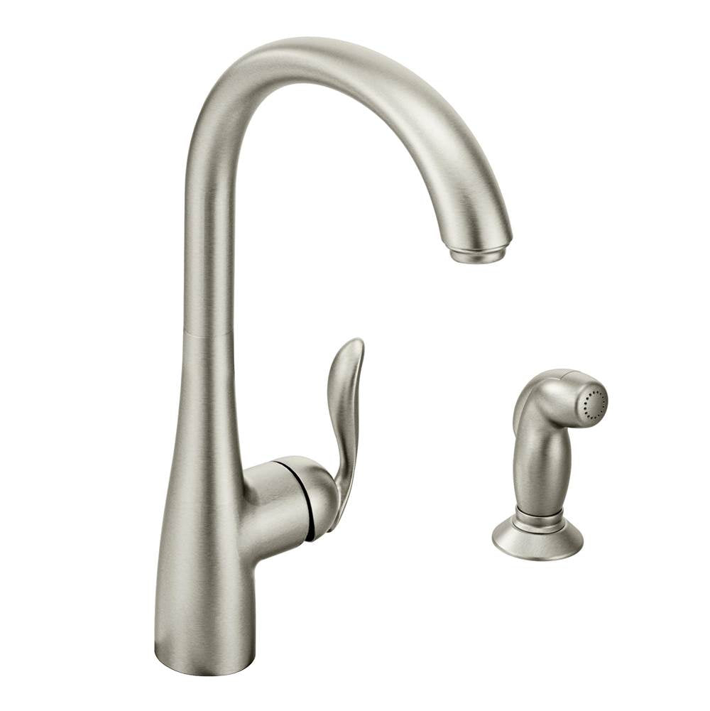 Moen - Arbor One-Handle High Arc Kitchen Faucet with Side Spray, Spot Resistant Stainless - Spot Resist Stainless