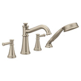 Moen - Belfield 2-Handle Deck-Mount Roman Tub Faucet with Handshower in Brushed Nickel (Valve Sold Separately) - Brushed Nickel